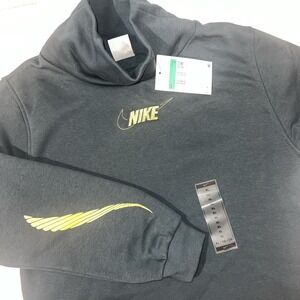 Nike Girls Blue‎ Mock Neck Sweatshirt With Gold Embroidery Size XL Youth-New